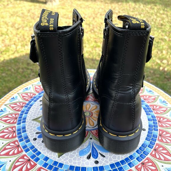 Dr. Doc Martens Women's Size 5 Bex Double 1460 Strap 8-Eye Lace Up Black Boots - Picture 5 of 9
